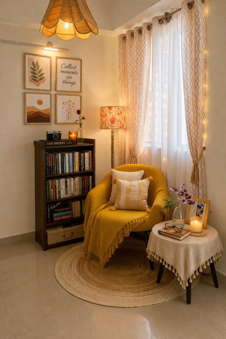 ركن قراءة بإضاءات مميزة