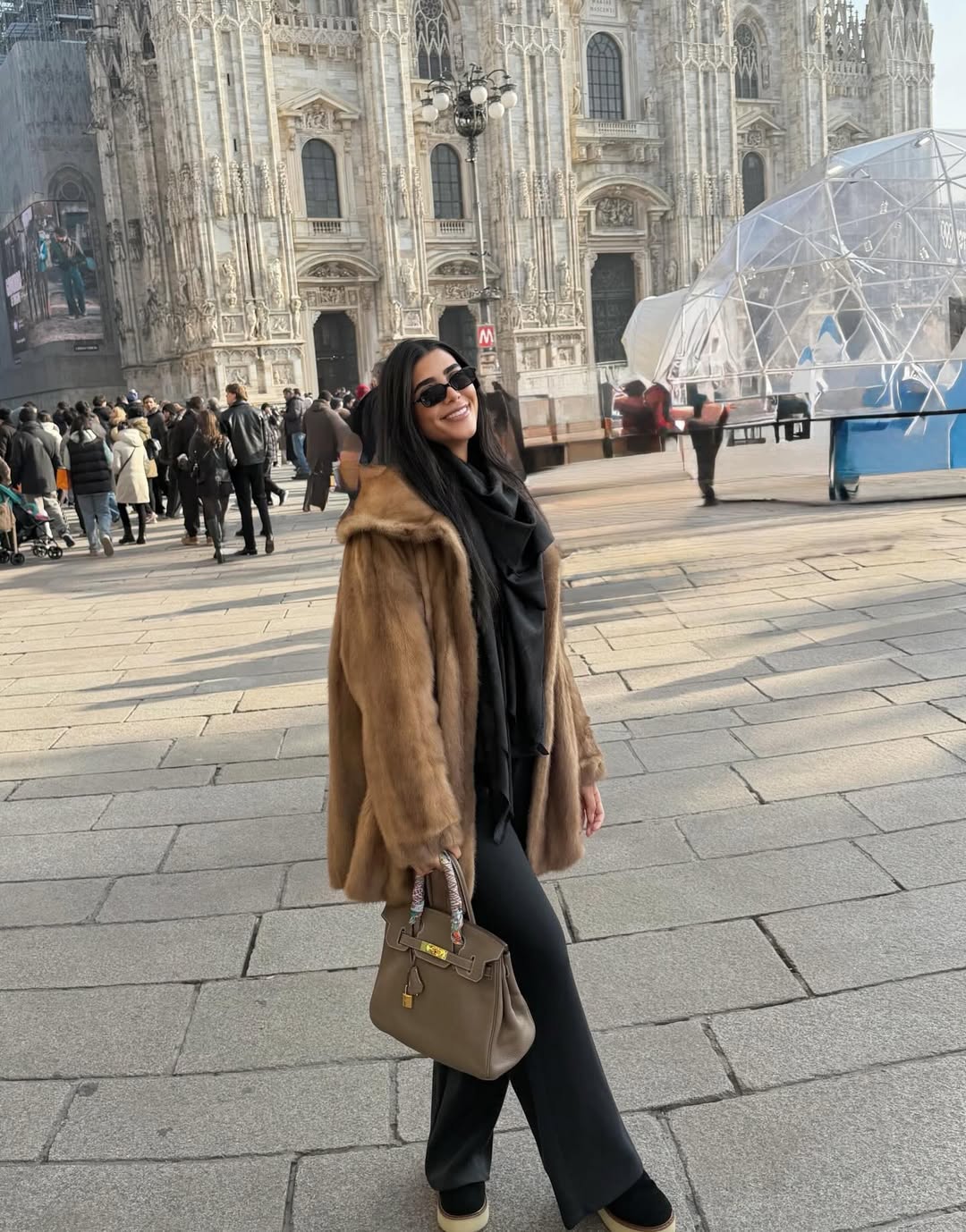 ريم سامي بمعطف الفرو بتدرجات اللون البني