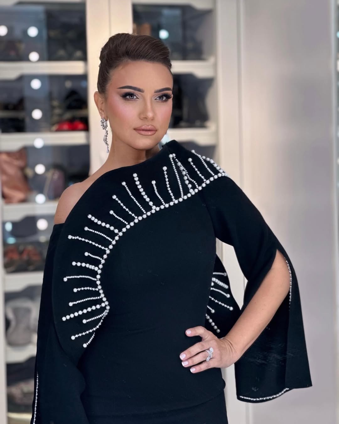 ريهام عبدالغفور بفستان طويل باللون الأسود