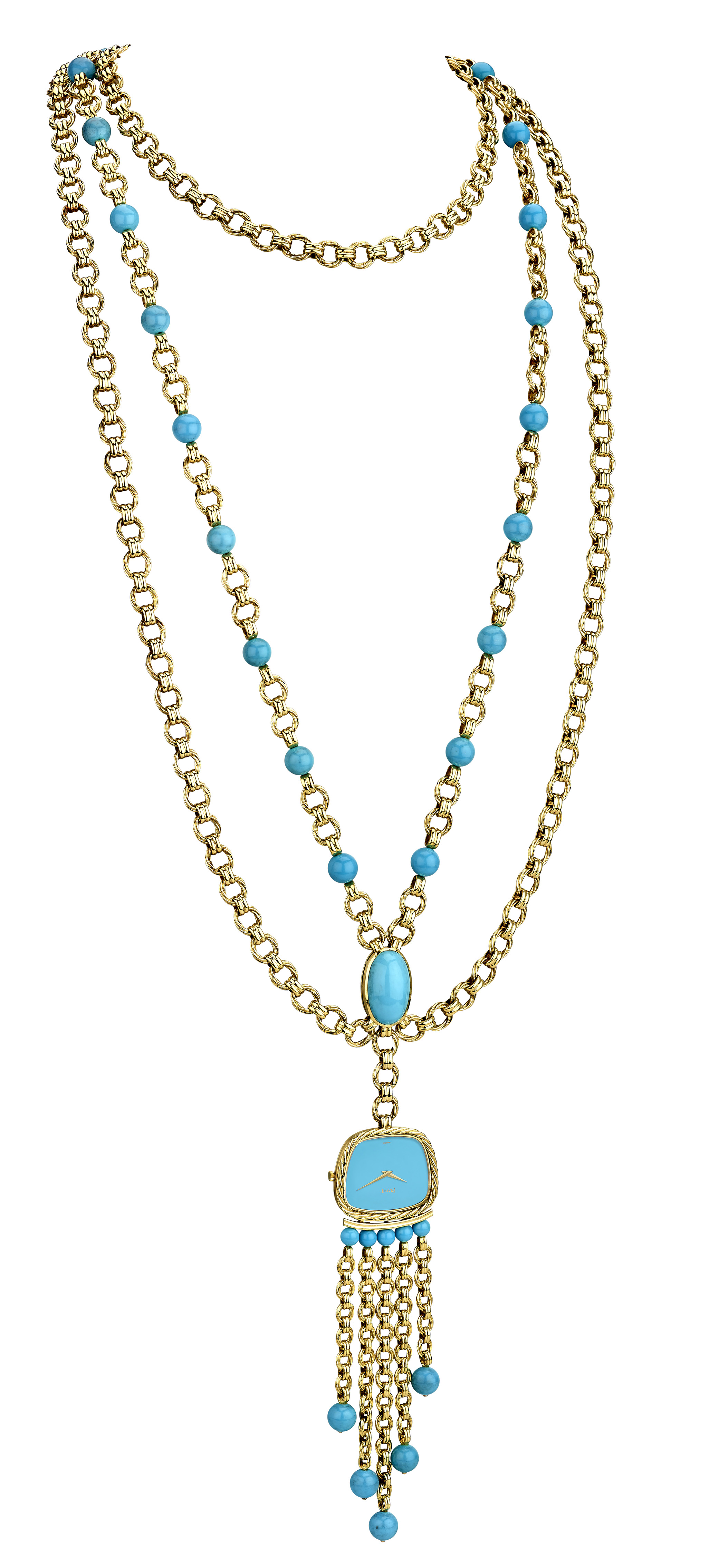 ساعة بقلادة فاخرة من الفيروز من دار بياجيه