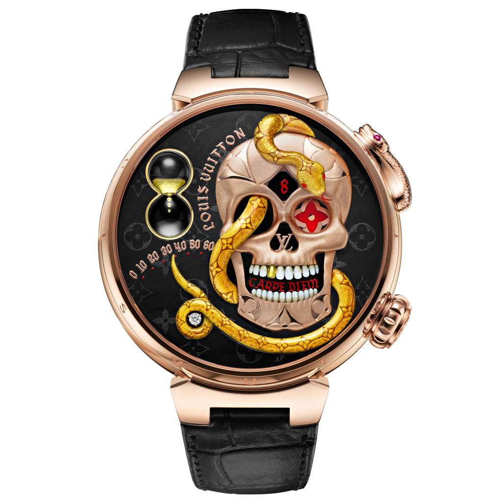 ساعة Tambour Carpe Diem من علامة لويس فويتون Louis Vuitton.