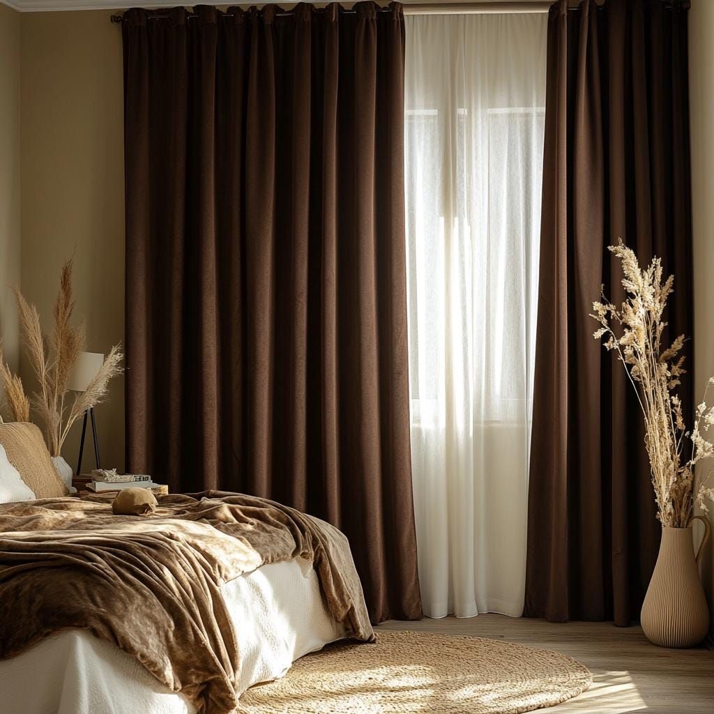ستائر أنيقة باللون البني الداكن