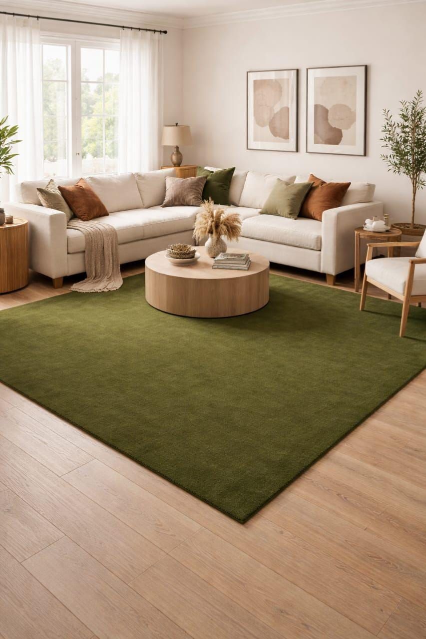 سجادة باللون الأخضر الزيتوني