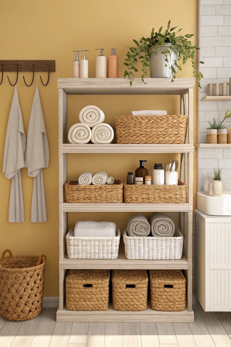 سلال الخيزران تضمن أن تبقى المساحة منظمة ومتوازنة