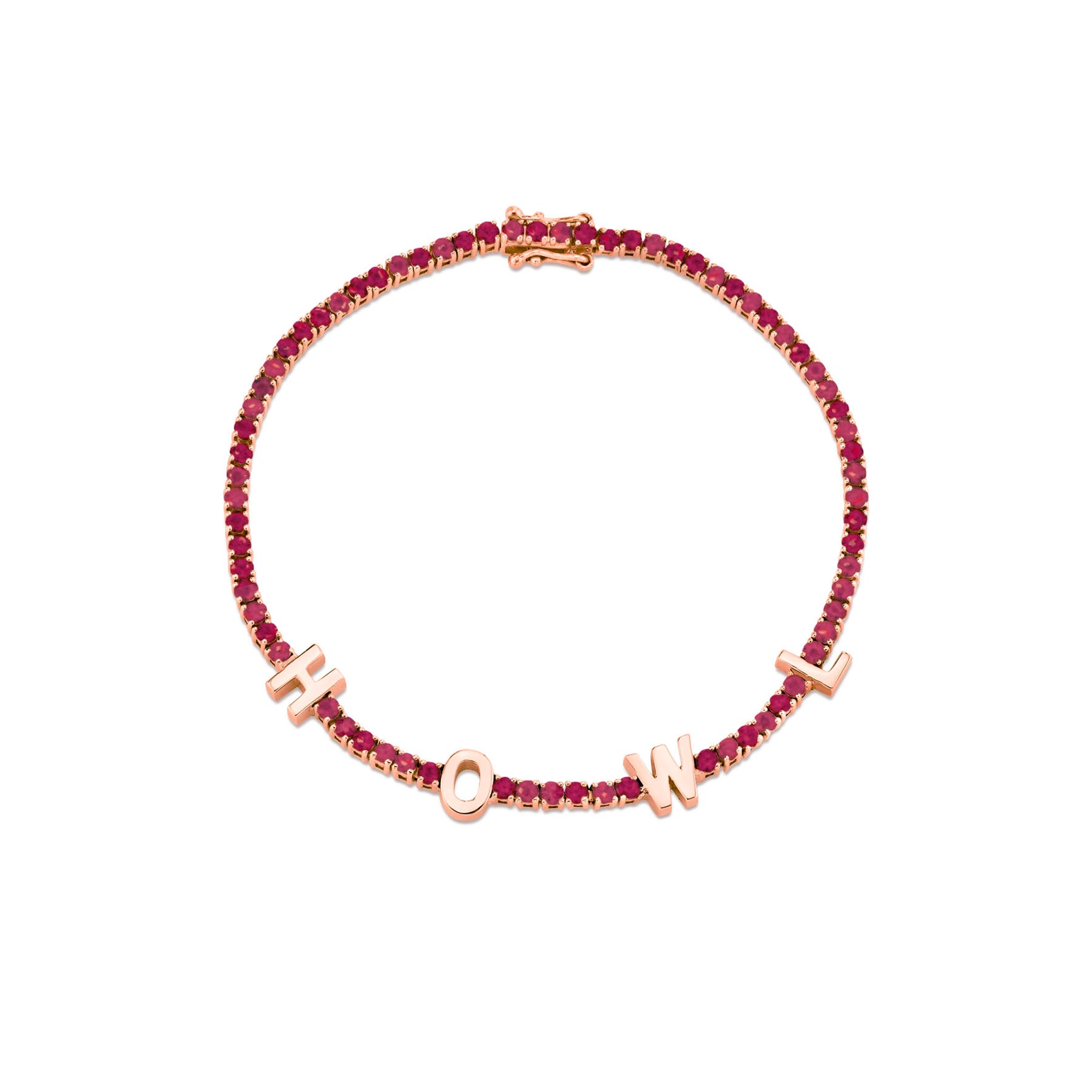 سوار التنس المصنوع بالطلب والمرصع بالياقوت الأحمر Personalised ruby tennis bracelet من ذا لاست لاين The Last Line