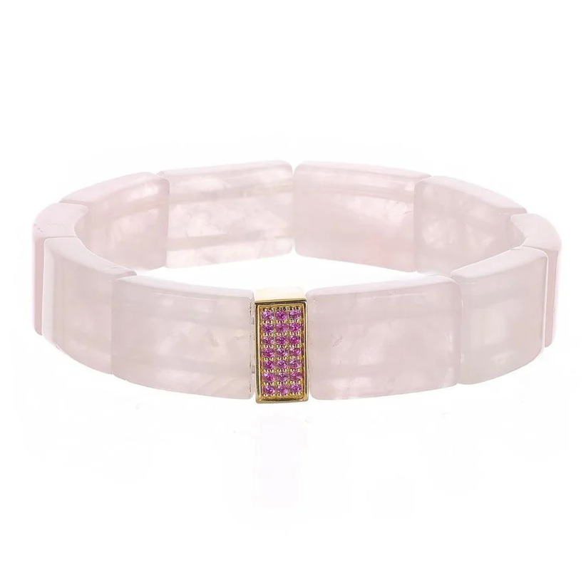 سوار من الياقوت الوردي بثلاثة صفوف من الكوارتز الوردي من دار SYDNEY EVAN