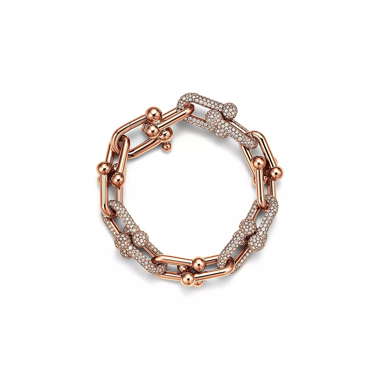 سوار Tiffany HardWear Link Bracelet in Rose Gold with Pavé