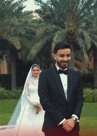 شيرين بيوتي واسامة خلال حفل زفافهما