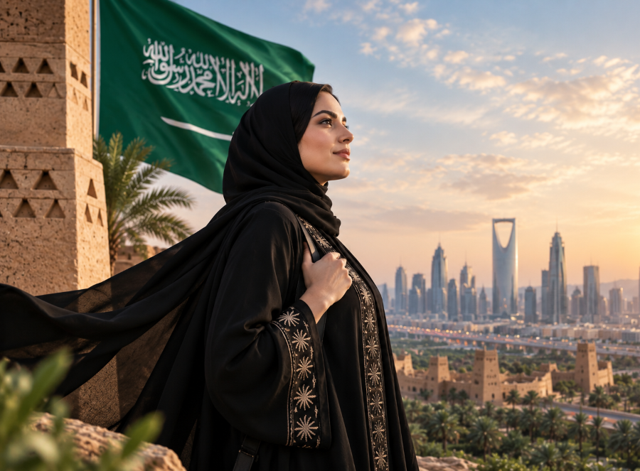 صورة معبرة عن طموح المرأة السعودية بالذكاء الإصطناعي