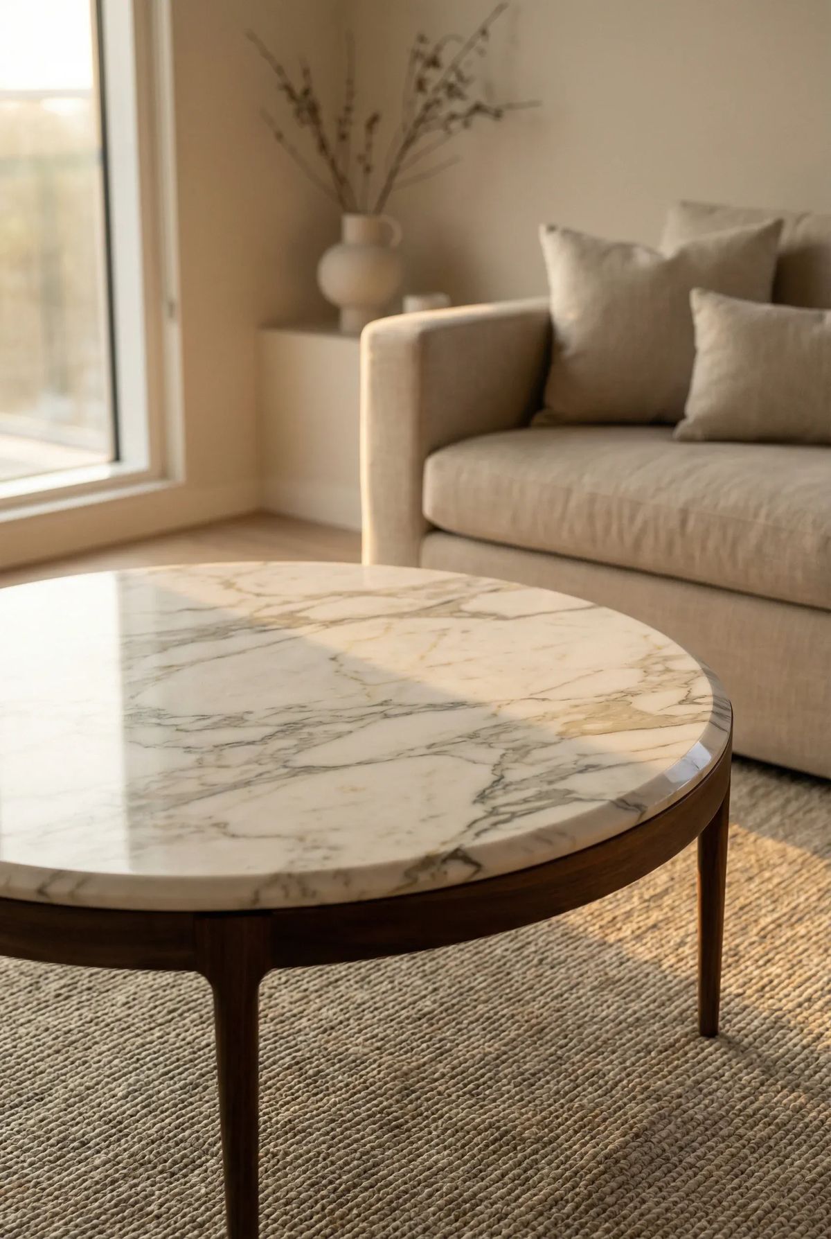 طاولة قهوة أنيقة من الحجر