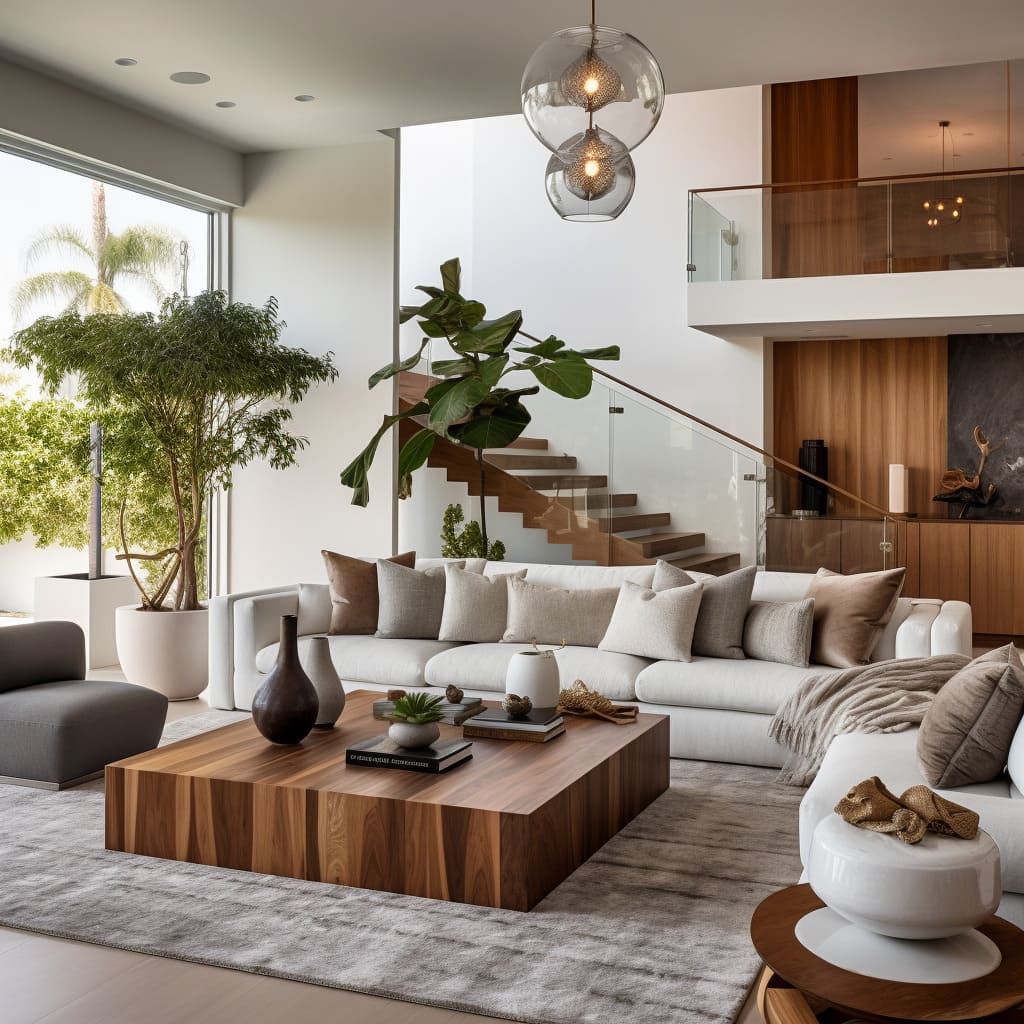 طاولة قهوة كبيرة الحجم في غرفة المعيشة