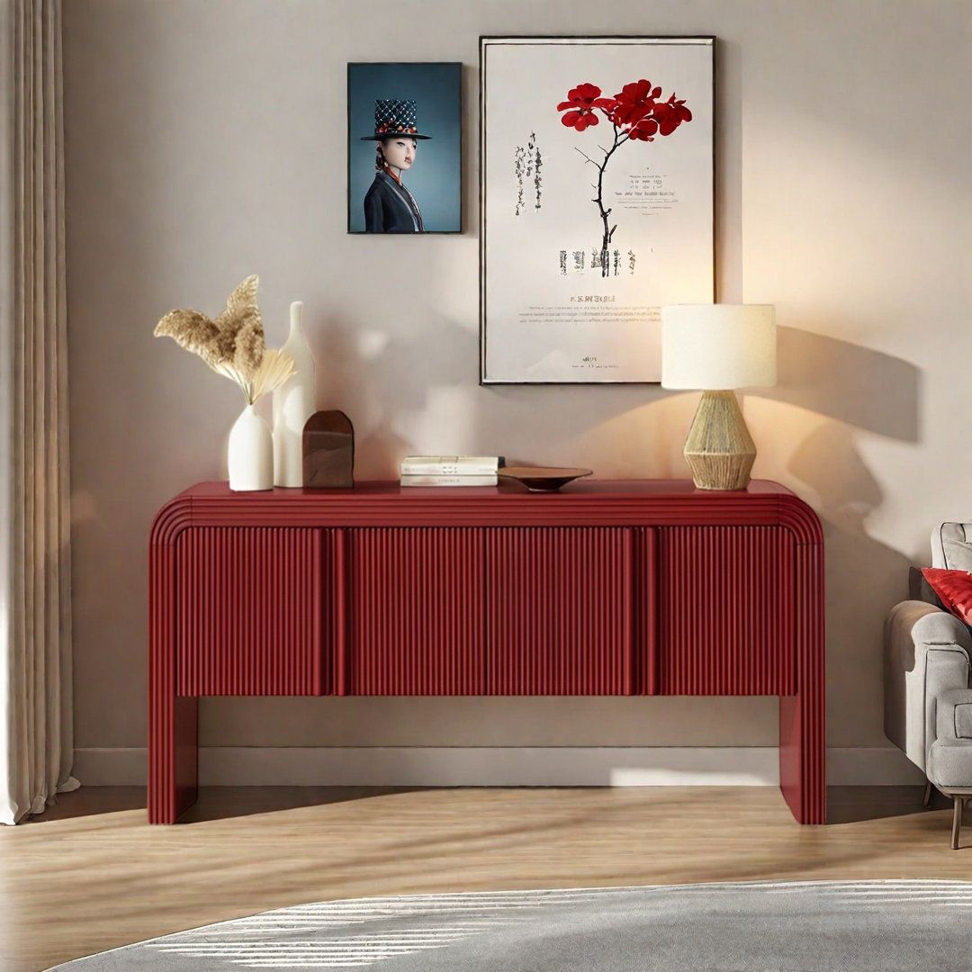 طاولة كونسول عصرية التصميم باللون الأحمر النبيتي