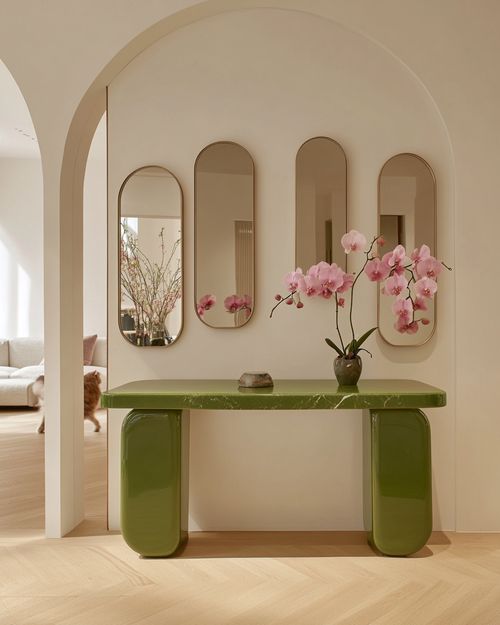 طاولة كونسول عصرية التصميم بدرجة الأخضر الماتشا