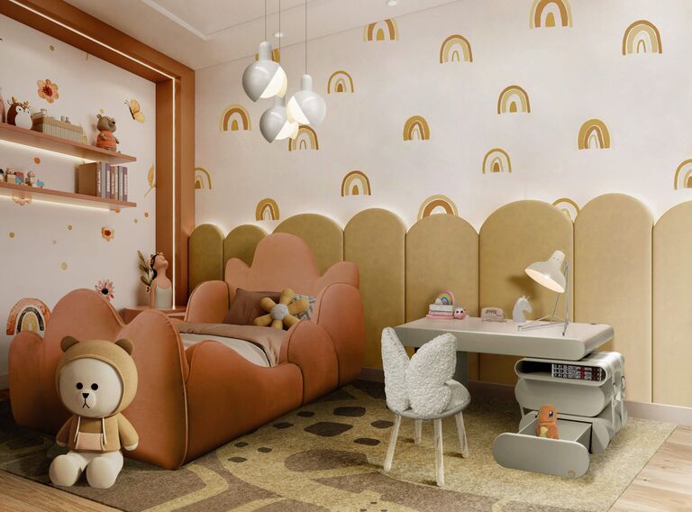 غرفة اطفال بألوان ترابية