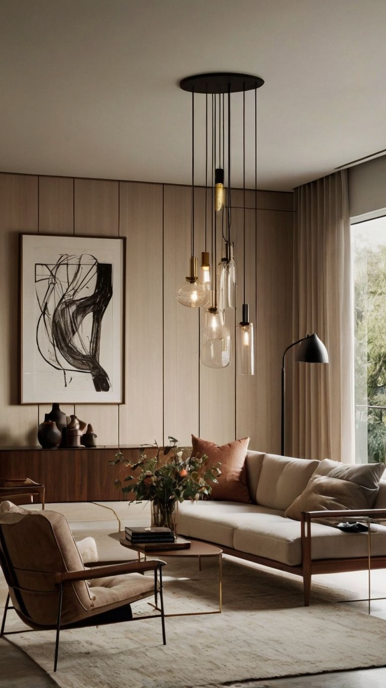 غرفة معيشة على طراز الحديث من منتصف القرن