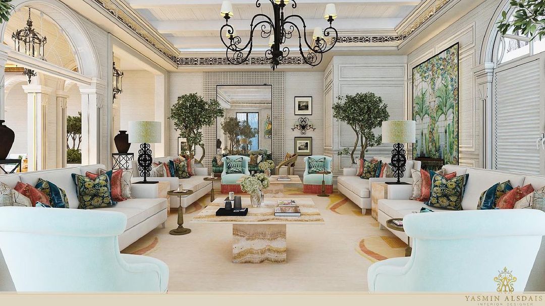 غرفة معيشة من تصميم ياسمين السديس .. المصدر حساب انستقرام yasmininteriors