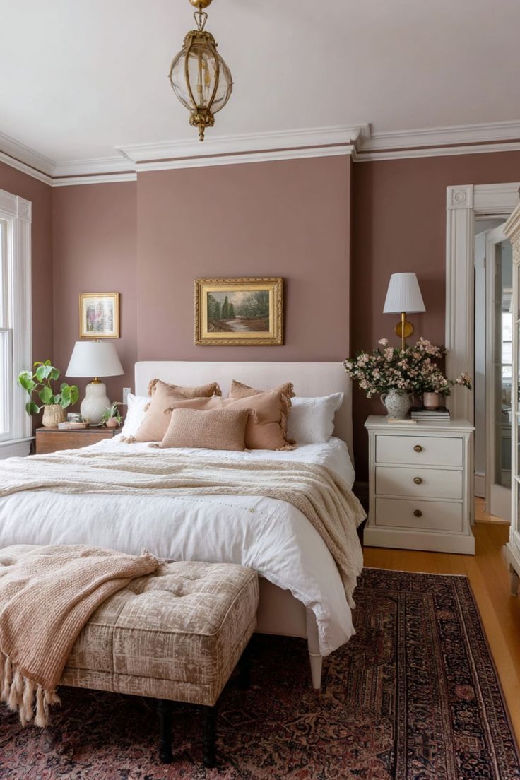 غرفة نوم أنيقة الألوان والخامات