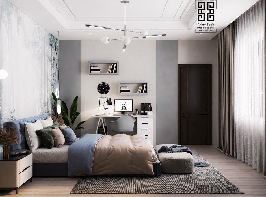 غرفة نوم أنيقة من تصميم أحلام باعلي .. المصدر انستقرام interior.d1