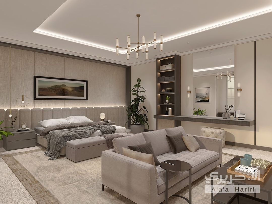 غرفة نوم من تصميم آلاء حريري .. المصدر انستقرام alaahaririarc