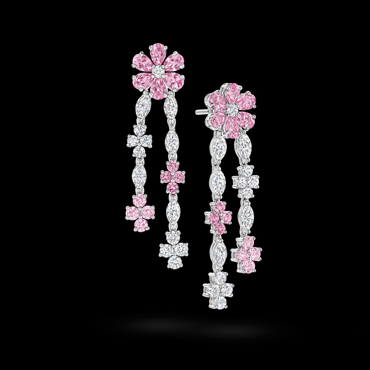 فخامة الياقوت الزهري في أقراط من Harry Winston