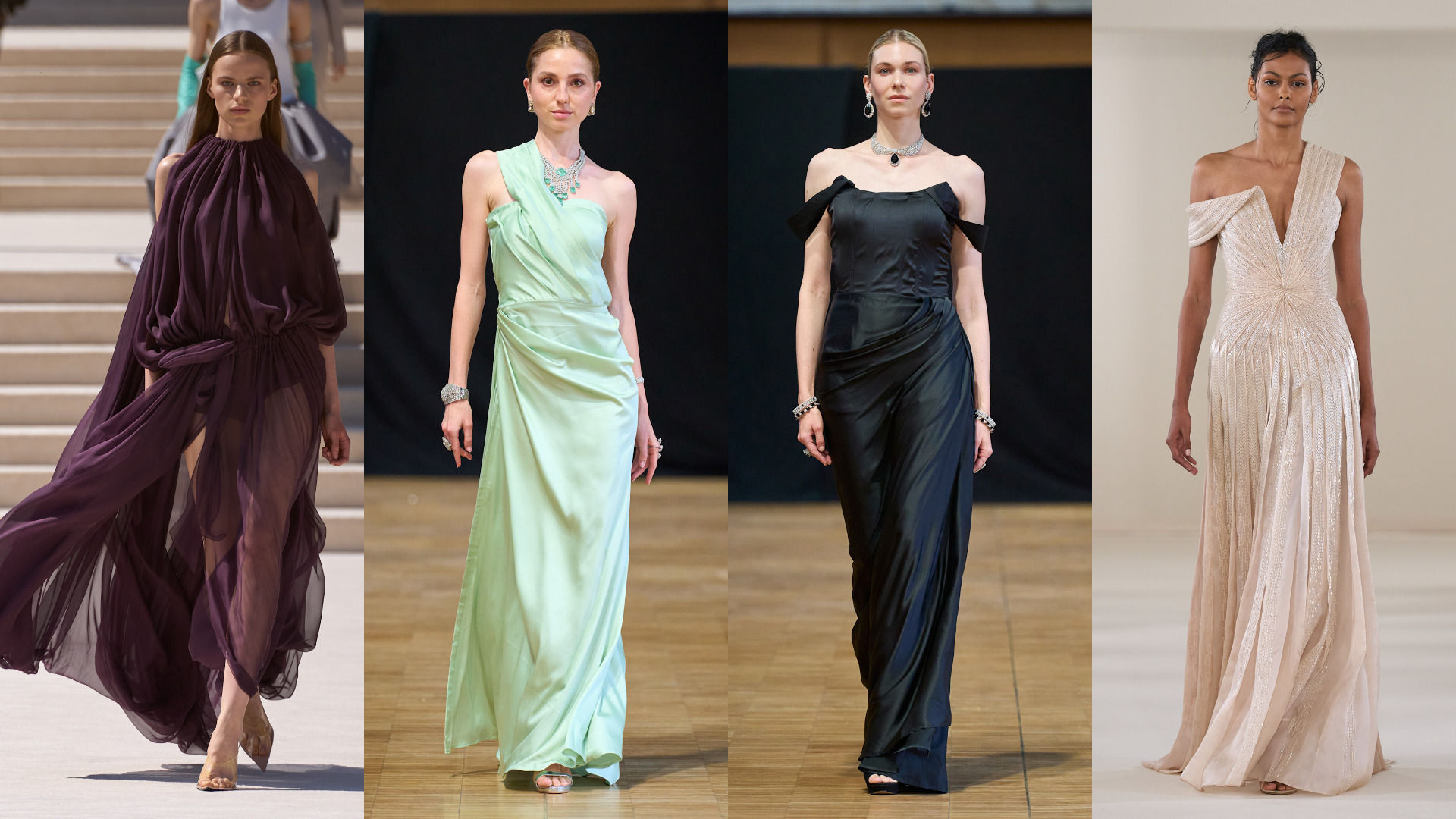 فساتين انسيابية بانسدالات من رامي العلي وRohin’s وBalenciaga