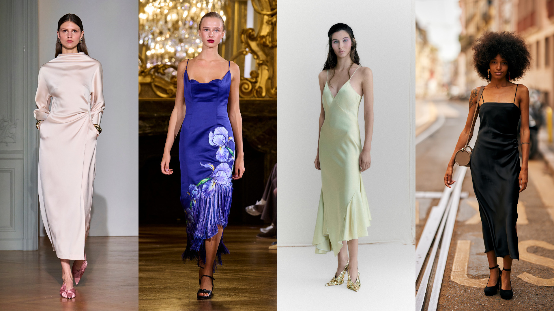 فساتين ساتان بألوان مناسبة لربيع وصيف 2026