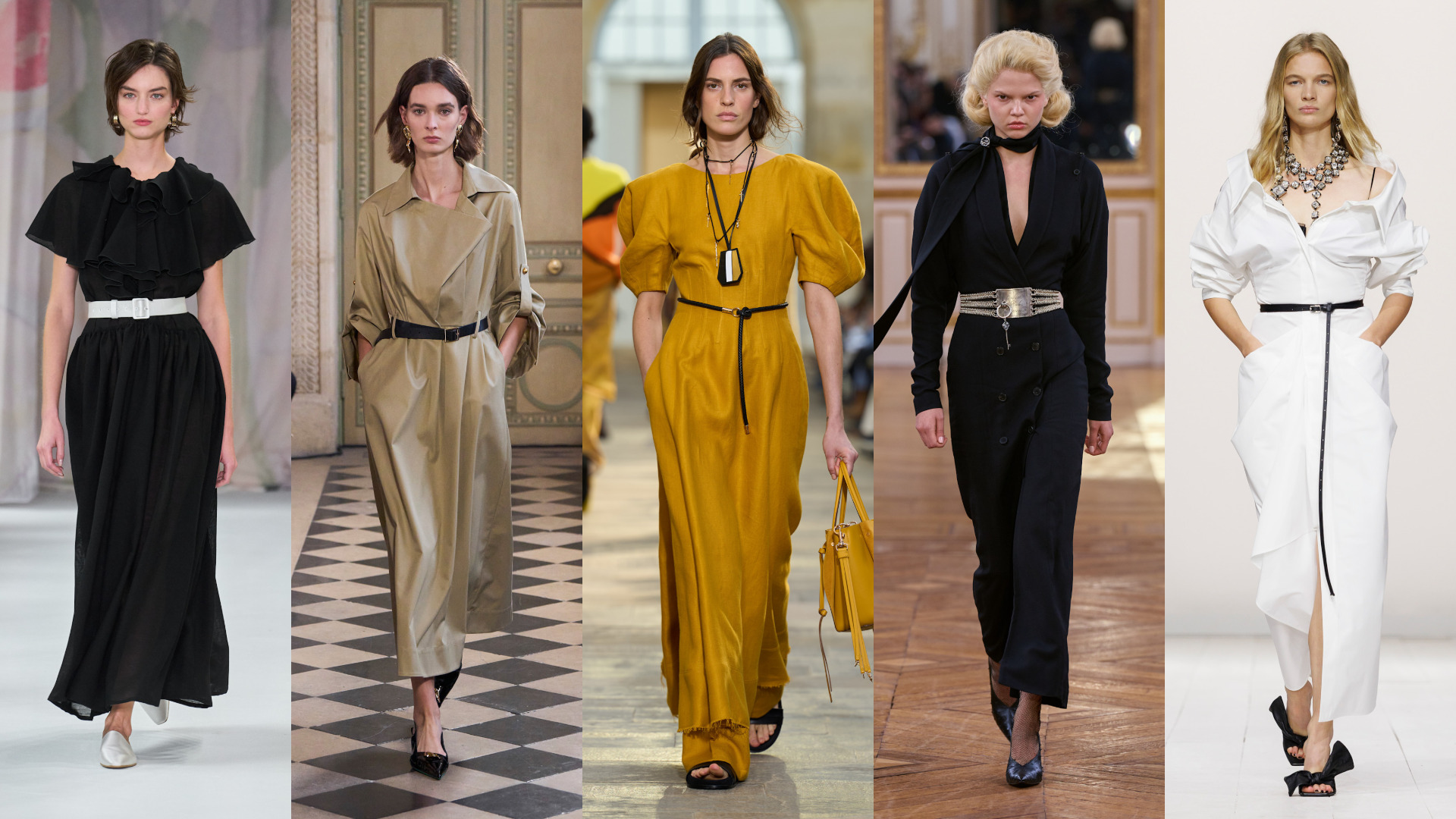 فساتين طويلة مناسبة للعيد مع أحزمة تحدد الخصر