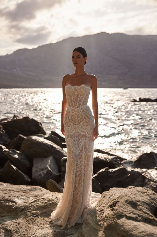 فستان زفاف مشغول بالدانتيل من ميلا نوفا