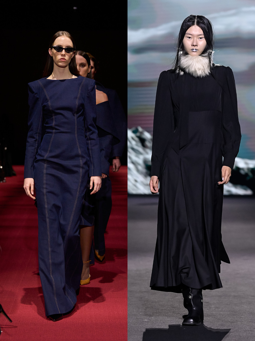 فستان فضفاض وأخر محدد بأقمشة مختلفة من ‏Lie‏ وLili Blanc