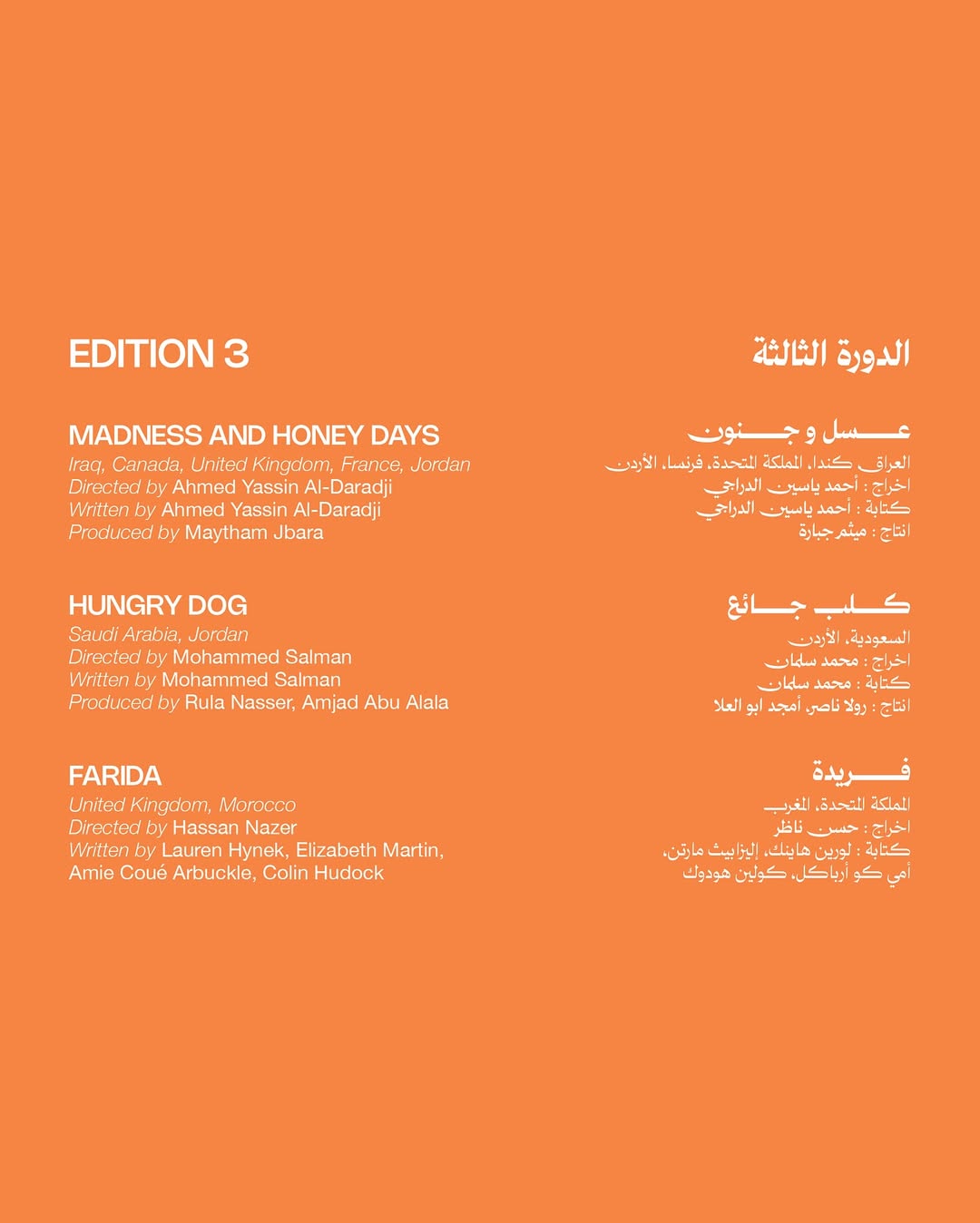 قائمة الأفلام الفائزة: