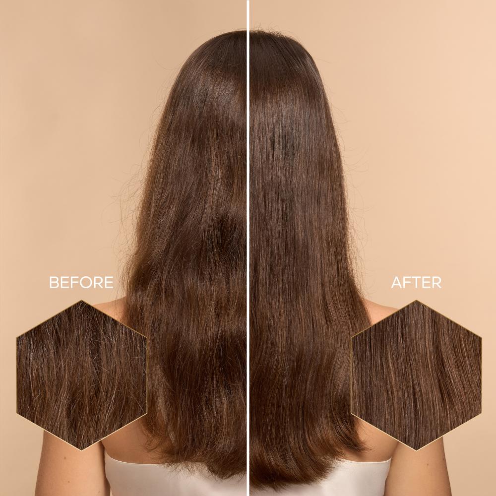 قبل وبعد استعمال علاج هاني بوند تريتمنت (Honey Bond Treatment) الجديد والذي يجمع بين الإصلاح والحماية