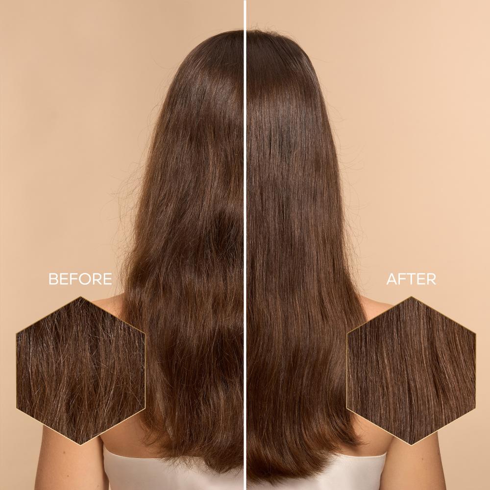 قبل وبعد استعمال علاج هاني بوند تريتمنت (Honey Bond Treatment) الجديد والذي يجمع بين الإصلاح والحماية