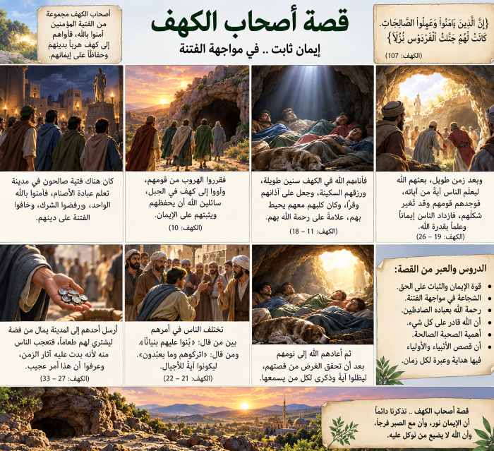 قصة أصحاب الكهف الصورة بالذكاء الاصطناعي