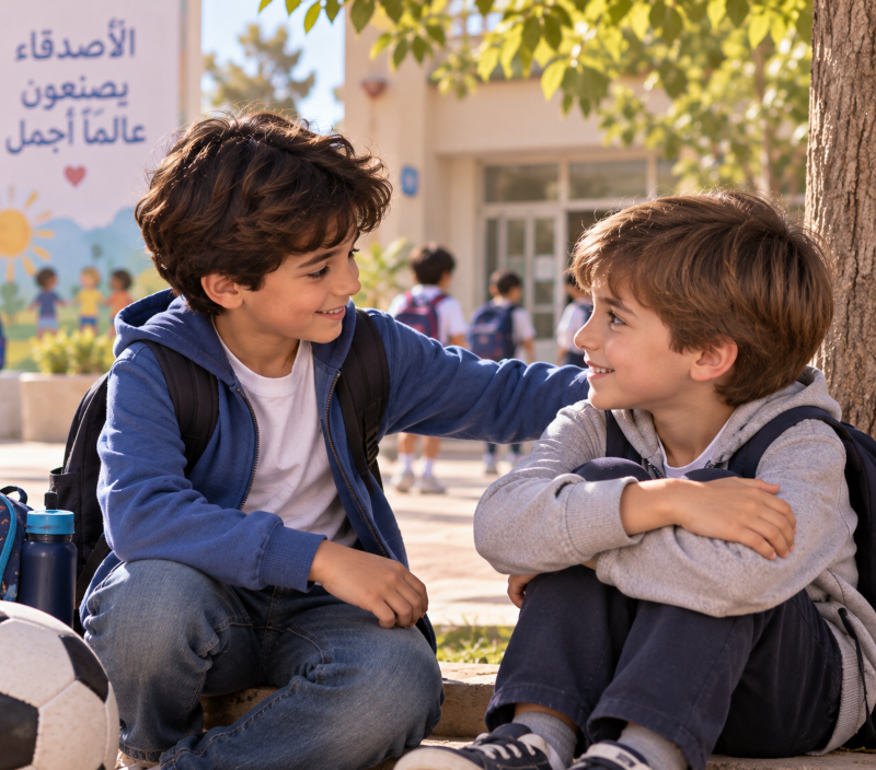 قصة مازن وصديقه الجديد الصورة بالذكاء الإصطناعي 