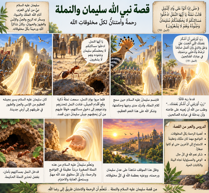 قصة نبي الله سليمان والنملة الصورة بالذكاء الاصطناعي