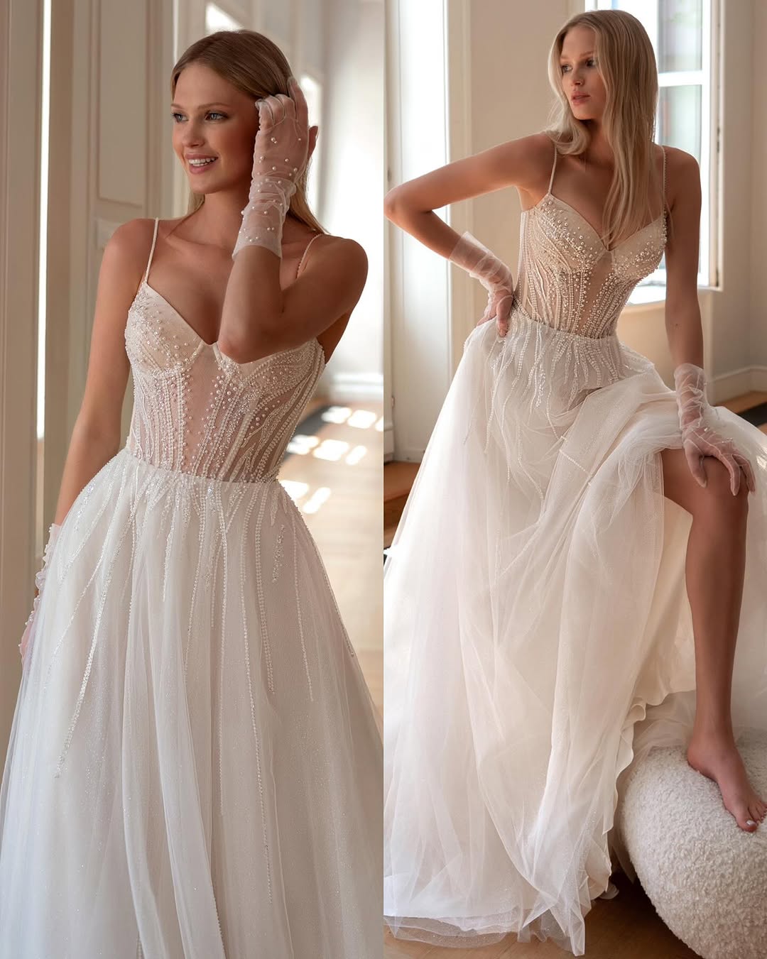 قفازات مطرزة باللؤلؤ من haremsbrides