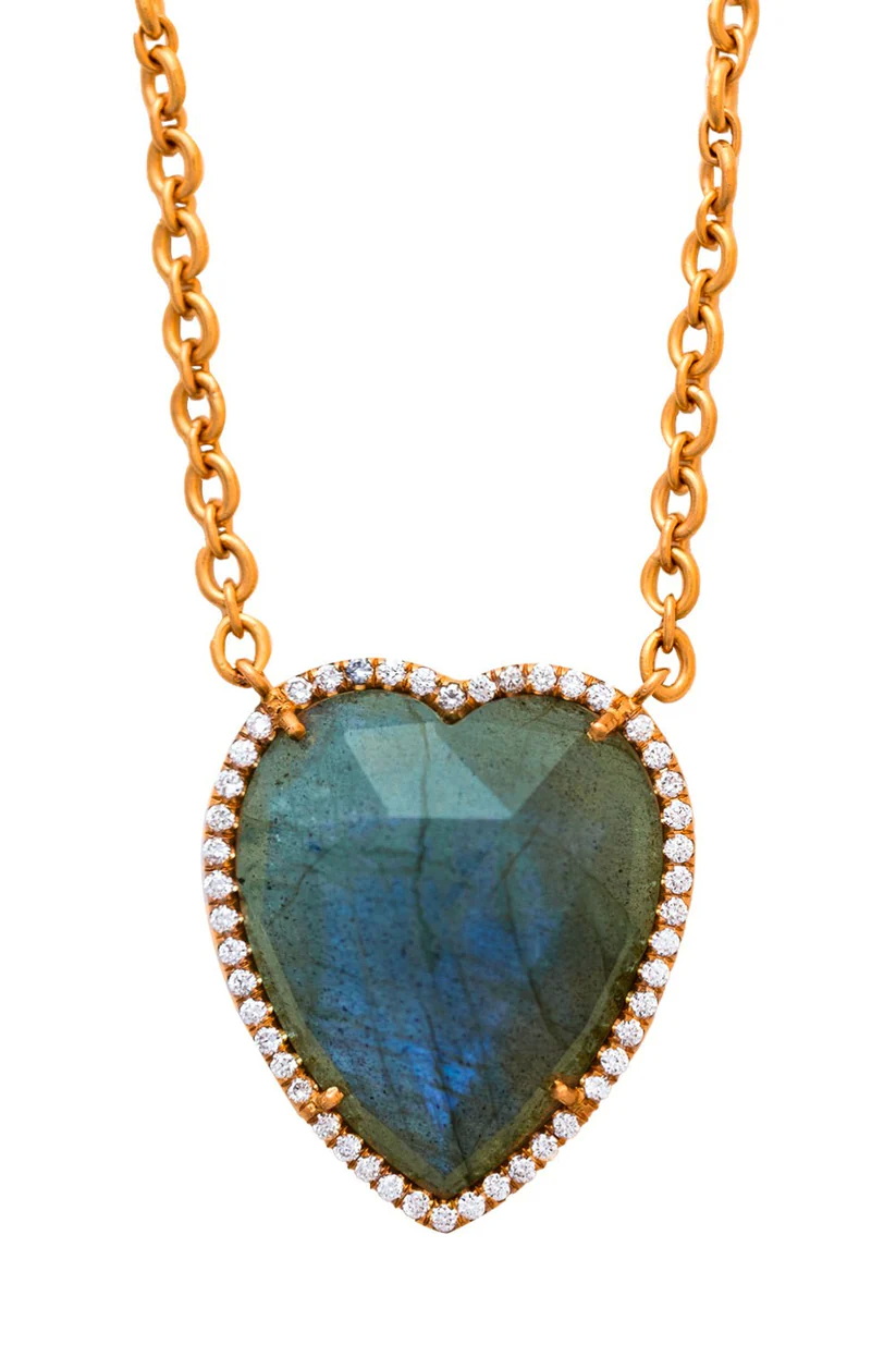 قلادة على شكل قلب من حجر اللابرادوريت والماس من IRENE NEUWIRTH JEWELRY
