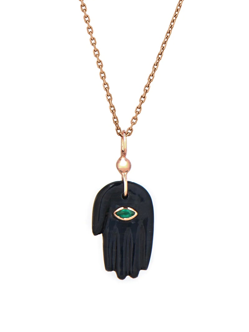 قلادة BABY TIGER HAND AND EMERALD EYE من CELINE DAOUST