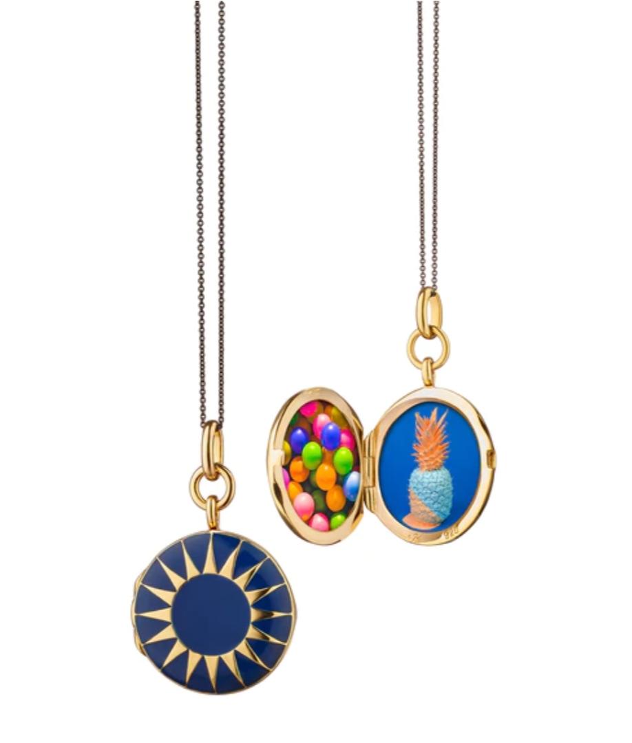 قلادة BLUE ENAMEL VERMEIL ROUND LOCKET من Monica Rich Kosann