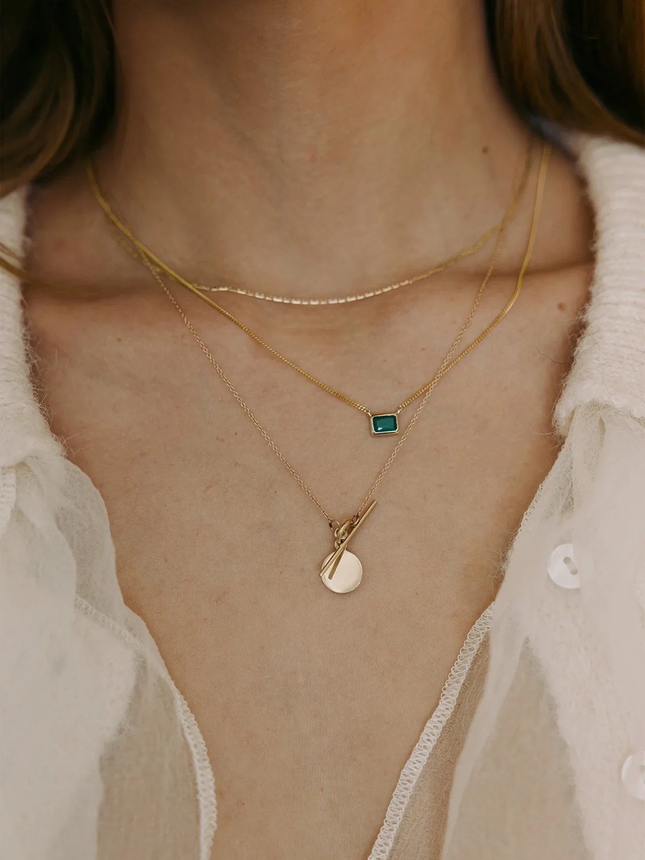 قلادة Emerald Cut Bezel من Loren Stewart