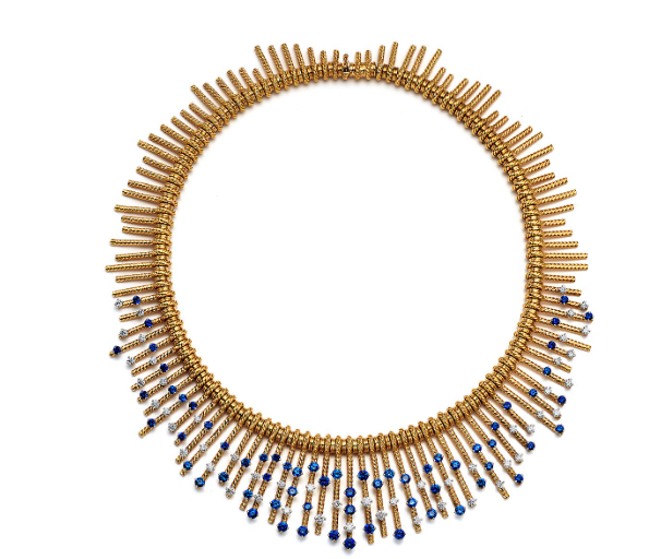 قلادة Fringe من الذهب الأصفر والبلاتين المرصّعة بالياقوت والألماس