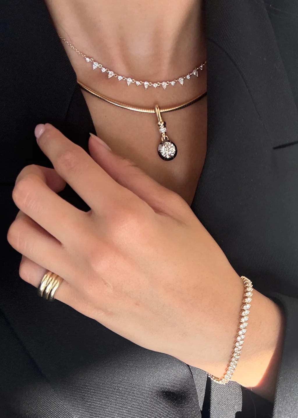 قلادة Kinn Bezel Set Diamond Necklace