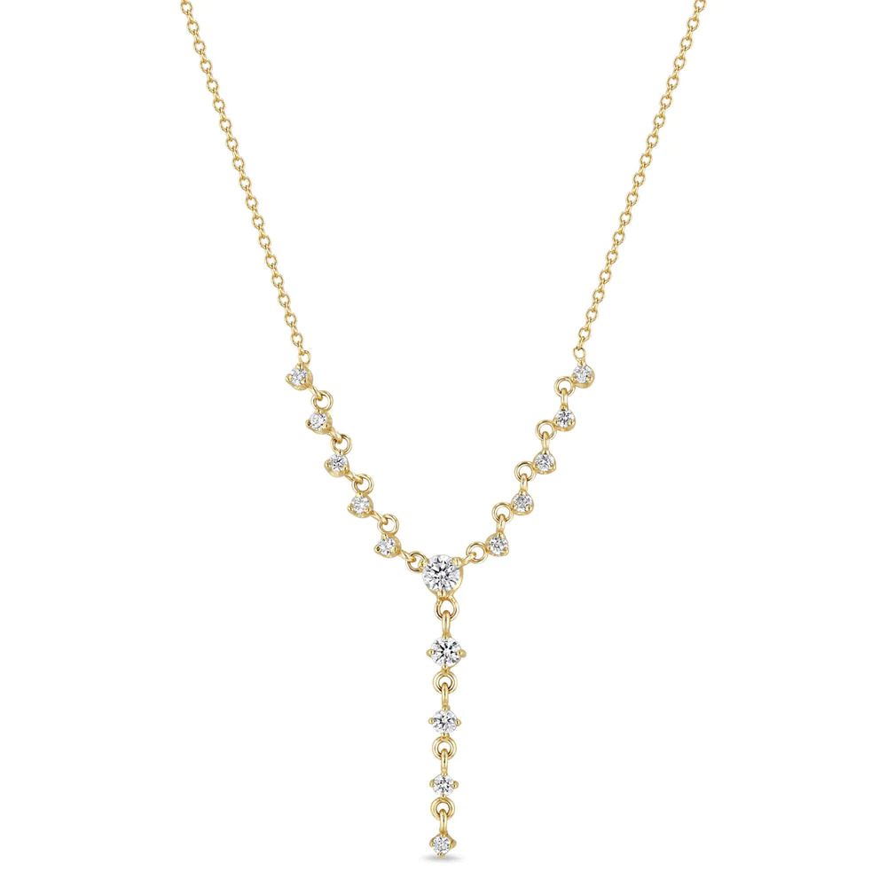 قلادة LINKED GRADUATED PRONG DIAMOND LARIAT من Zoë Chicco
