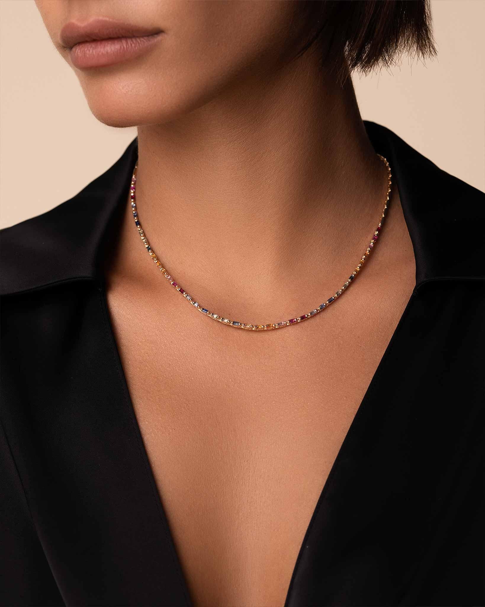 قلادة Linear Full Rainbow Sapphire من Suzanne Kalan