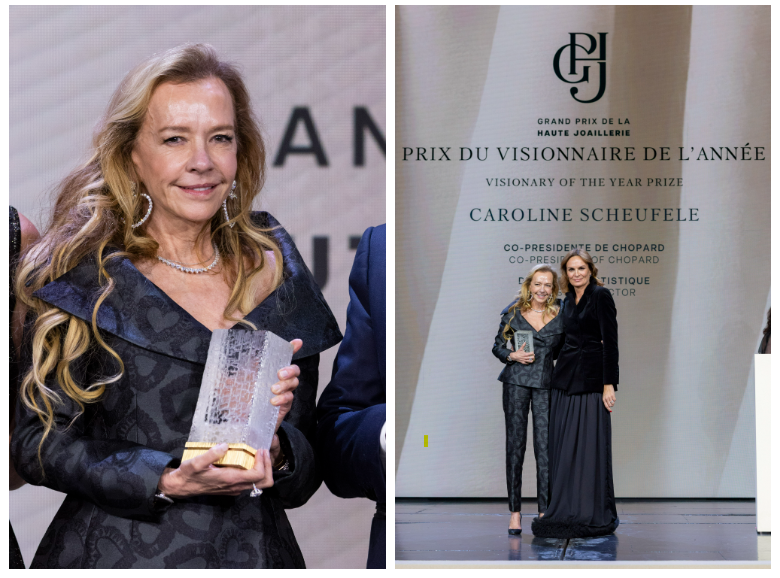 كارولين شوفوليه خلال تسلمها جائزة الشخصية الرؤيوية