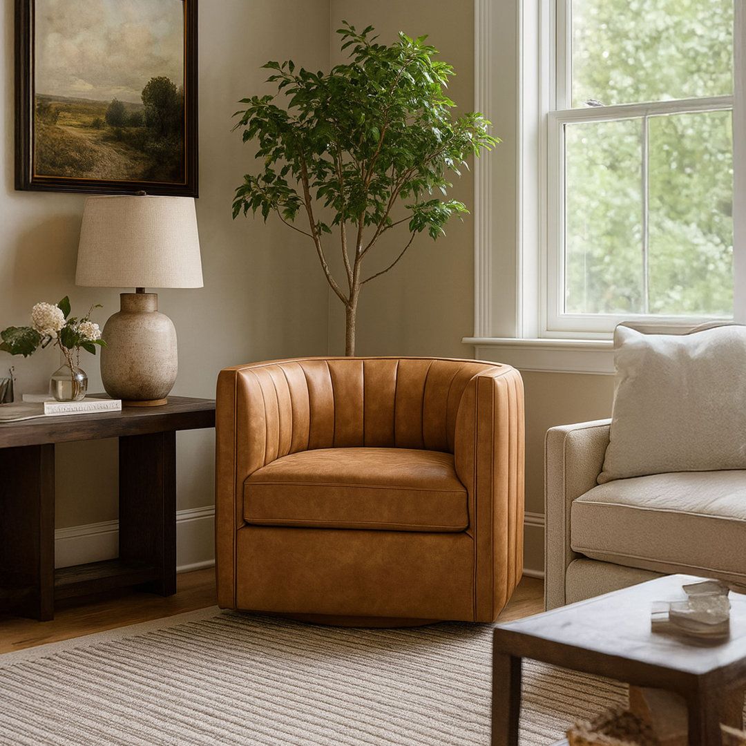 كرسي لهجة من الجلد بتصميم بسيط ومميز