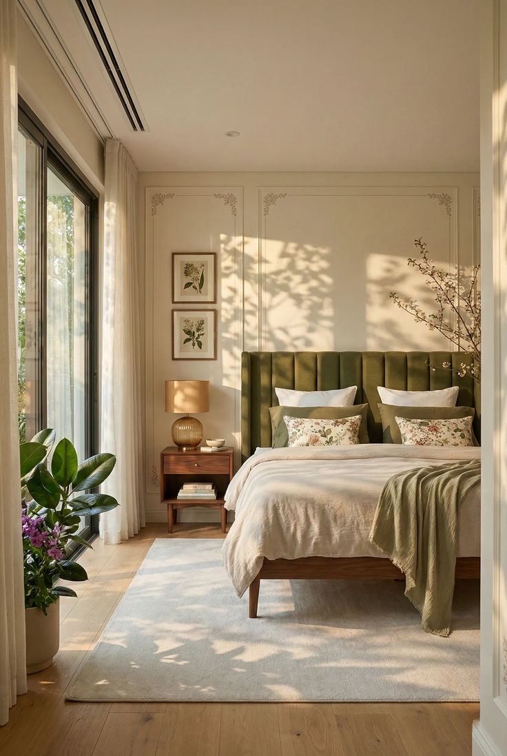 لوحة الألوان المتناسقة، تضفي لمسة من الفخامة على غرفة النوم