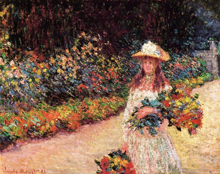 لوحة لكلود مونيه من عام 1888 تصور فتاة في الحديقة في مدينة جيفرني