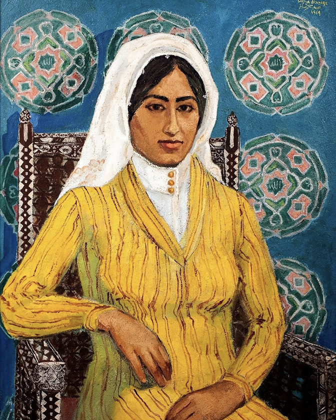 لوحة الزبون من أشهر أعمال الفنانة صفية بن زقر