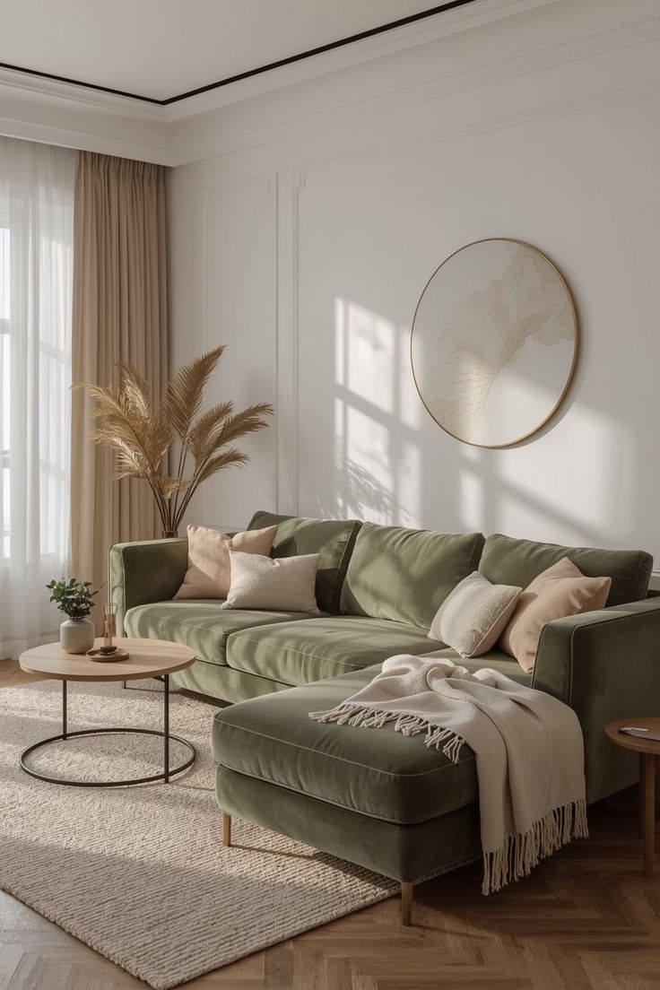 لون الأريكة هو العنصر الحاسم الذي يحدد أجواء المساحة